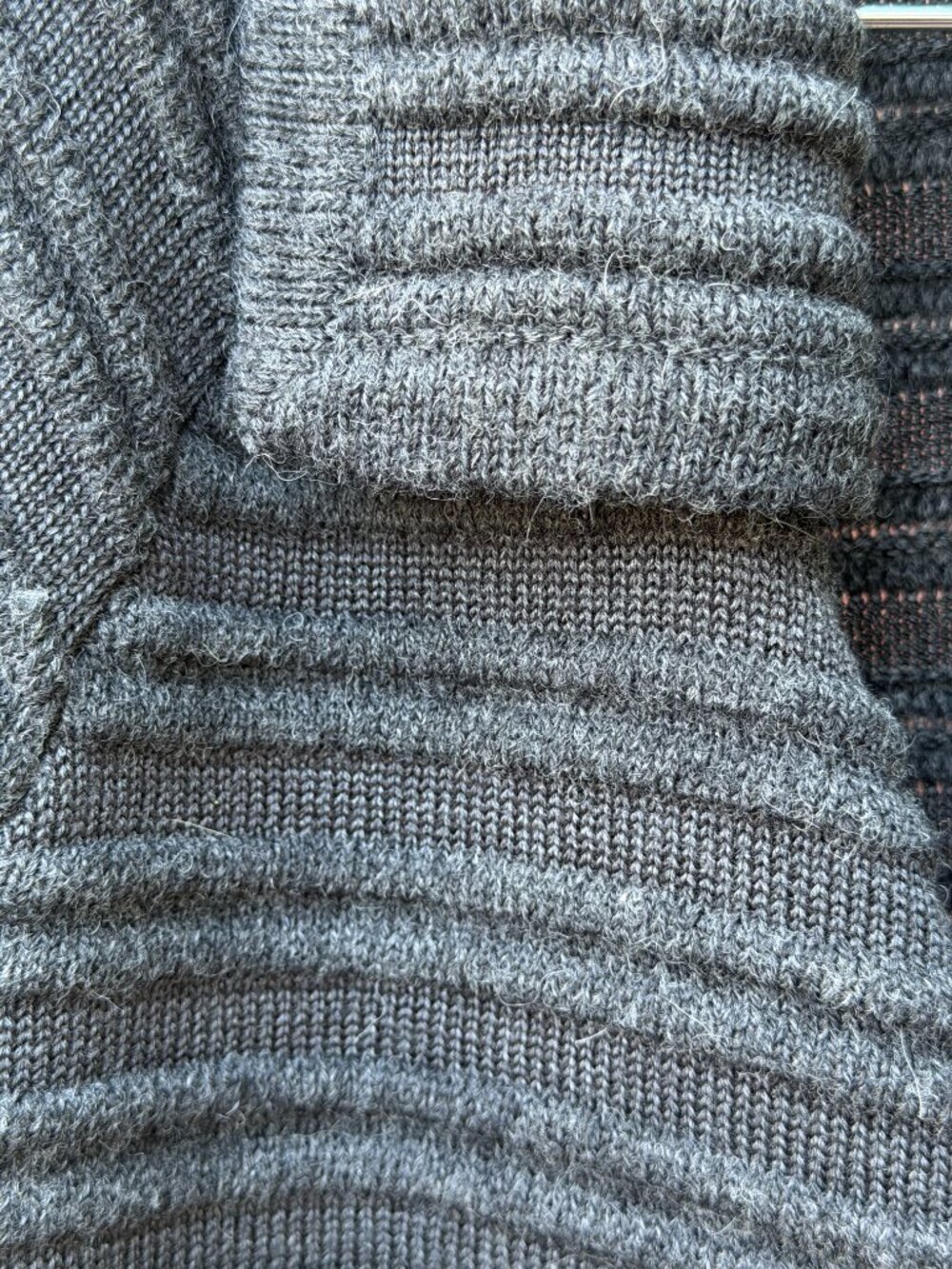 St. John charcoal grey rib knit sweater jacket, Fall 2011; wool/ silk/cashmere - Picture 5 of 7